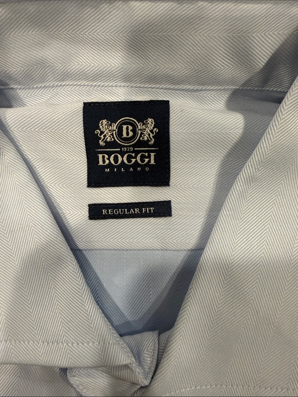 Boggi Milano Light Blue Herringbone Dress Shirt - Regular Fit